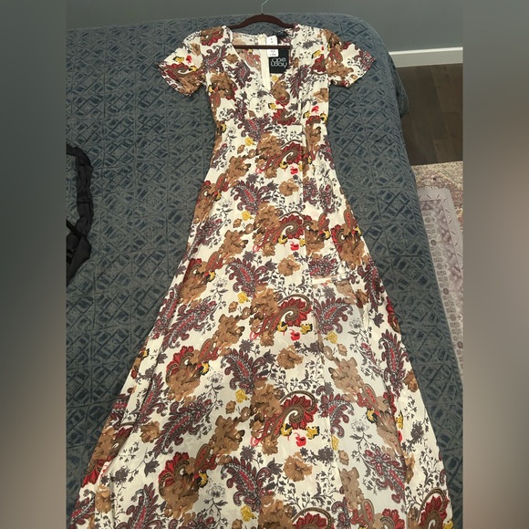 FALL Wedding Guest Dress. One Way LF Pattern Formal Maxi Dress with Slit NWT - Picture 6 of 9